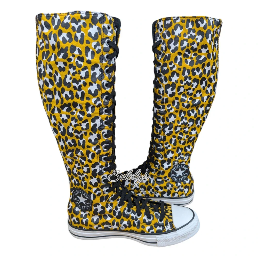 Converse 2013 XXHI Leopard Animal Print Knee High Elastic Laced Sneaker Boot 8